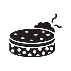 Black and White Icon of a Steaming Polka Dot Cake