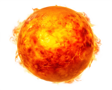 Fiery sun with swirling plasma and bright corona isolated on a transparent background - Powered by Adobe