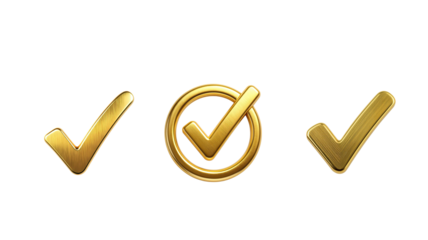 Gold check mark on transparent background png