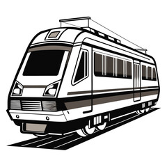 A unique design of a modern electric train cab, focusing on the driver's station and control panel. Ideal for projects on railway operations or technical training.