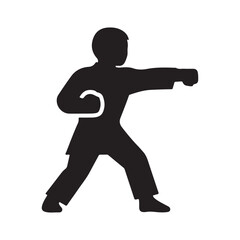 Obraz premium Dynamic Martial Arts Silhouette of a Practitioner in Punching Stance