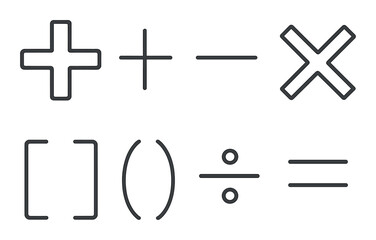 Obraz premium Mathematical symbols on dark background with operations