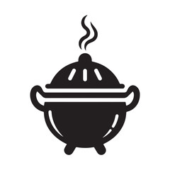 Steaming Cooking Pot Icon Silhouette