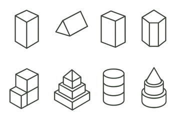 Bordered 3d geometric shapes on gradient background