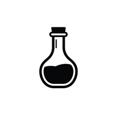 Black potion bottle icon with liquid cork stopper
