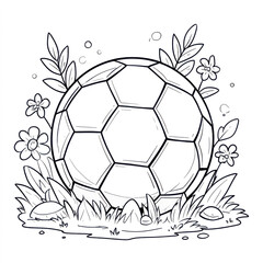 Obraz premium Cute soccer ball coloring page for children's motor skill development activities