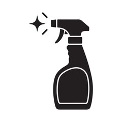 Black Silhouette of a Cleaning Spray Bottle with Sparkle Effect
