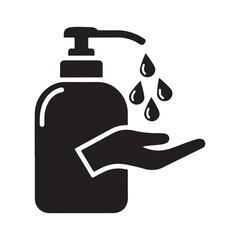 Hand Dispenser with Liquid Drops on Hand for Hygiene