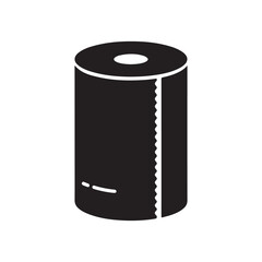 Black Silhouette Icon of a Paper Roll with Perforated Edge