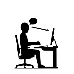 Silhouette Person Using Voice Command at Computer | Speech to Text Concept