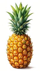 Fototapeta premium Close-up of pineapple fruit with ripe yellow skin and juicy pulp