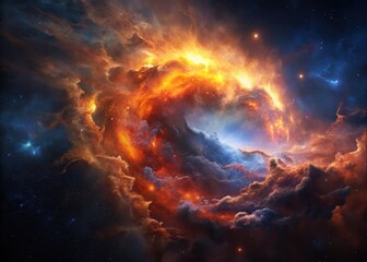Obraz premium Cosmic Nebula with Fiery Plasma Outflow