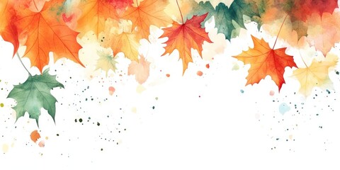 Vibrant watercolor autumn leaves illustration.