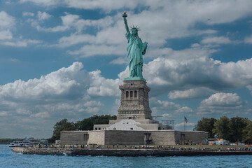 Fototapeta premium Statue of Liberty front view against clear sky