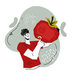 Banner or poster design on healthy eating, diet and balanced nutrition, vector illustration isolated on white background. Eating vegetables, healthy and DASH diet poster.