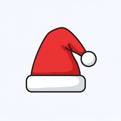 flat icon of santa hat with pom pom, isolated on white background