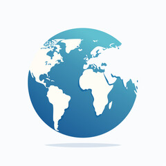Simple Blue Gradient World Globe Illustration