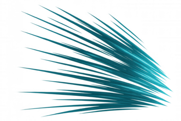 Abstract turquoise spikes spreading on a transparent background, creating a sense of speed, dynamism, and modern design