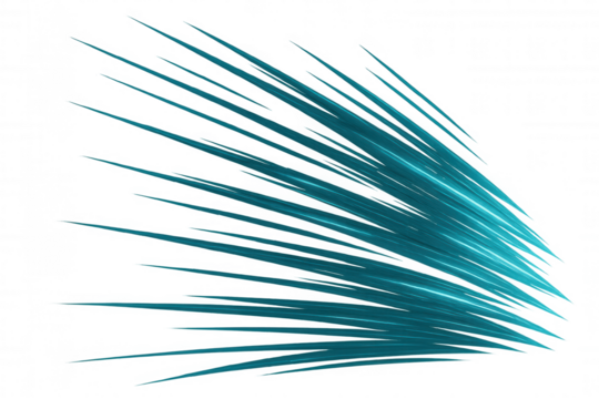 Abstract turquoise spikes spreading on a transparent background, creating a sense of speed, dynamism, and modern design