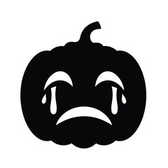 Sad crying pumpkin emoji silhouette halloween