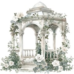 Fototapeta premium Classic pavilion building architecture illustration gazebo.