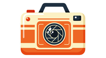 Vector SVG Illustration of Retro Camera Icon in Flat Design Style with Orange Cream Colors for Web and Digital Media
