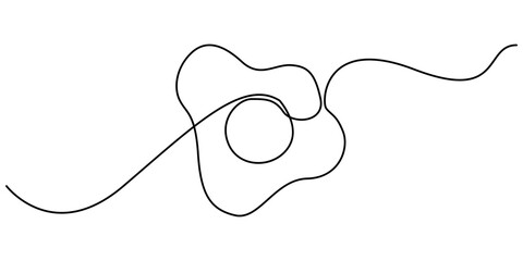 Continuous single line drawing of sunny side up egg logo label. Continuous one line drawing of fried egg. white background. Modern one line design vector graphic illustration