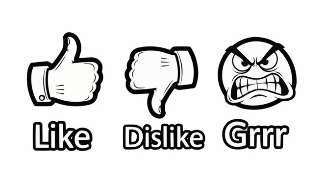 Social Media Reaction Icons: Like, Dislike, and Anger