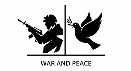 Naklejka premium War and Peace Concept Symbol with Soldier and Dove