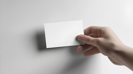 Obraz premium Minimalist Hand Holding Blank Business Card Mockup