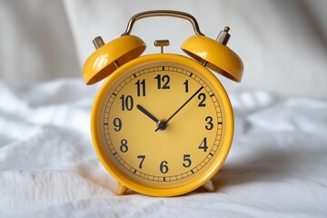 AI generator images of Vintage alarm clock, bell alarm clock, loud sound, classic antique style, Yellow Alarm Bell