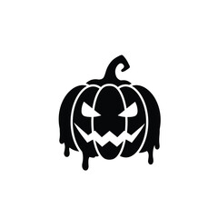 Black pumpkin melting like candle icon vector