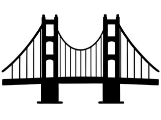 golden gate  black silhouette vector,golden gate icon