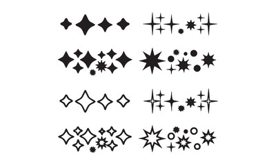  The set contains icons as Sparkle, Falling Star, firework, Twinkle, Glow, Star Shape