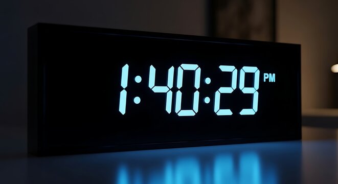 Digital clock showing time one forty twenty nine pm timekeeping device display time technology modern