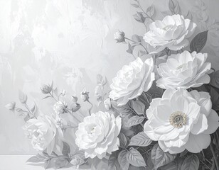 Szare tło z kwiatami róż