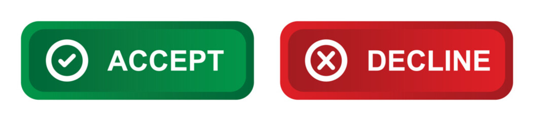 Accept and decline button. colourful buttons vector illustration.