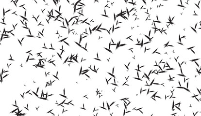 This captivating image showcases a dynamic array of sharp black shapes scattered across a clean white backdrop, creating a modern and abstract pattern with a unique visual texture