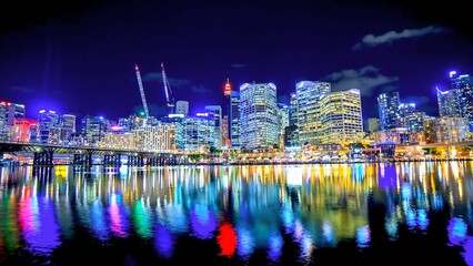 Naklejka premium hong kong skyline at night