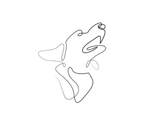 Dog head in single outline illustration. Continuous line art drawing of puppy head Editable stroke.