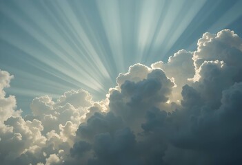sunlight breaking through dramatic clouds with radiant beams. ideal for future, success or possibility. Religion or inspiration background.
