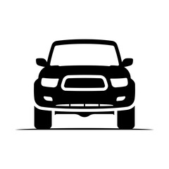 Off-road vehicle icon. Suv. Black silhouette. Front view. Vector simple flat graphic illustration. Isolated object on white background. Isolate.