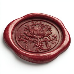 Elegant Red Wax Seal Stamp with Intricate Floral Design Imprint Perfect for Vintage or Luxury Branding