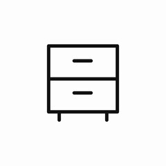 two drawer nightstand icon sign vector
