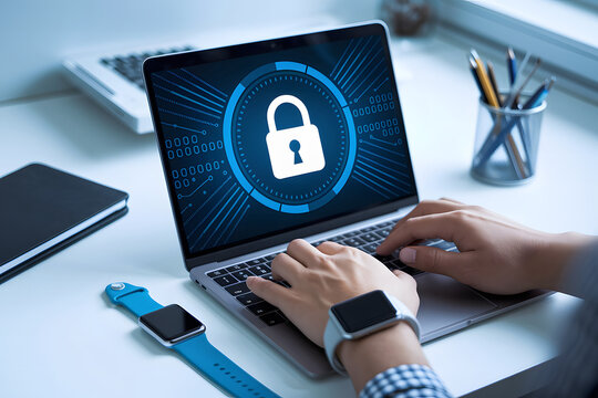 Secure Online Transaction on Laptop with Modern Technology. AI Generated