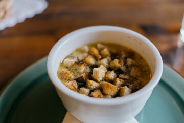 Garlic Soup with Croutons – European Cuisine