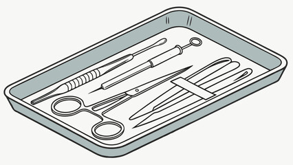 surgical tray with tools