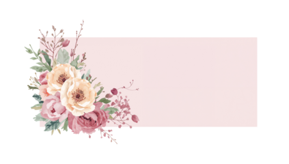 Elegant floral frame with watercolor peonies and leaves perfect for invitations cards and decoration
