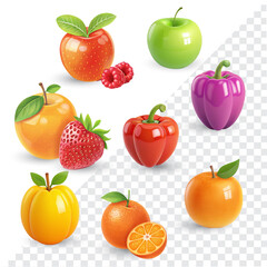 Fruit png image, Colorful Fruits and Vegetables png pack, Realistic  Fruits and Vegetables  image, 3D png Art of Fresh Fruits and Vegetables