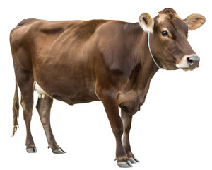 Obraz premium Swiss brown cow isolated on transparent background